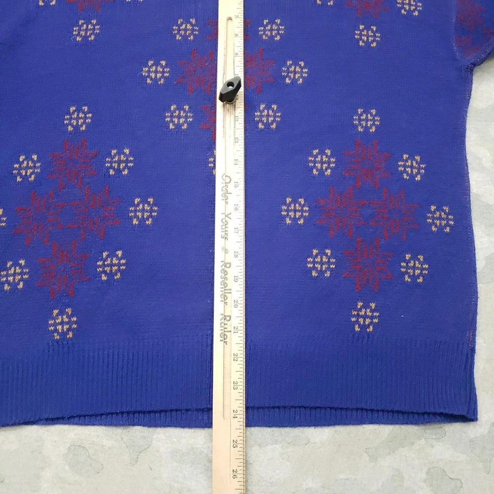 Vintage Jantzen Sweater Men Large Blue Snowflake Pullover Grandpa Core